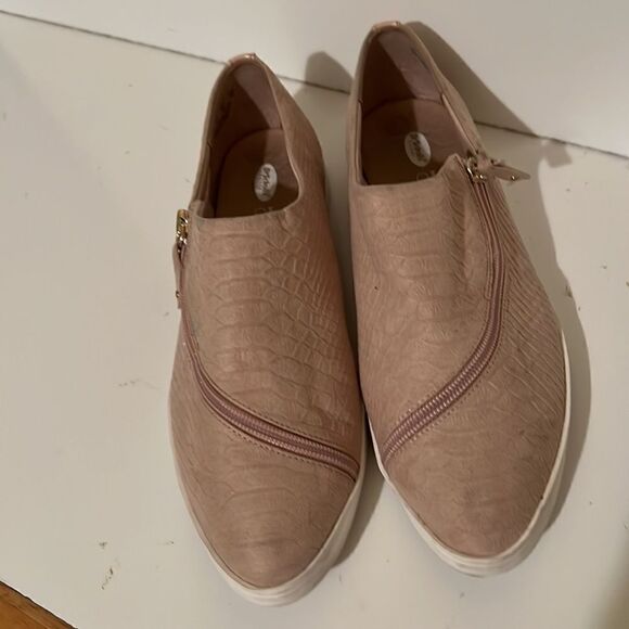 Dr School’s Tan Zip Around Slip On Memory Foam Fabric Sneakers Size 9 - Picture 3 of 4